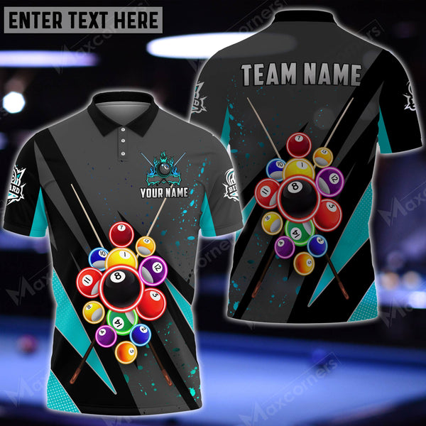 Maxcorners Billiards Ball Personalized Name 3D Shirt (Multi Color Options)