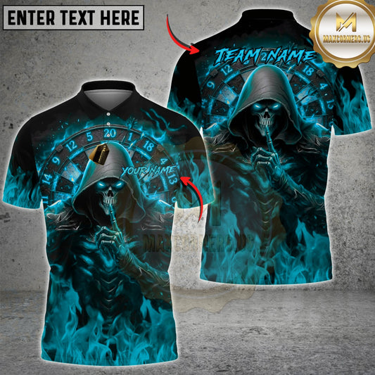 Maxcorners Darts Flame Grim Reaper Dartboard Multicolor Customized Name, Team Name 3D Shirts