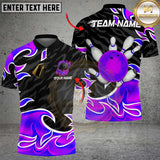 Maxcorners Flaming Bowling Strike Multicolor Customized Name, Team Name 3D Shirts