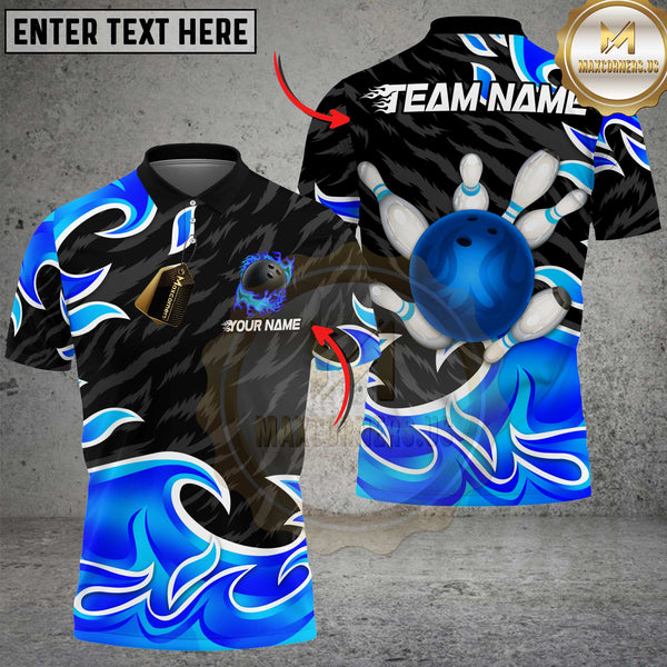 Maxcorners Flaming Bowling Strike Multicolor Customized Name, Team Name 3D Shirts