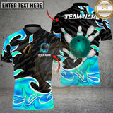 Maxcorners Flaming Bowling Strike Multicolor Customized Name, Team Name 3D Shirts