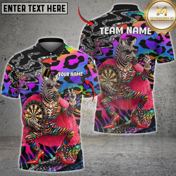 Maxcorners Funny Fashion Zebra Darts Rainbow Leopard Customized Name, Team Name 3D Shirt