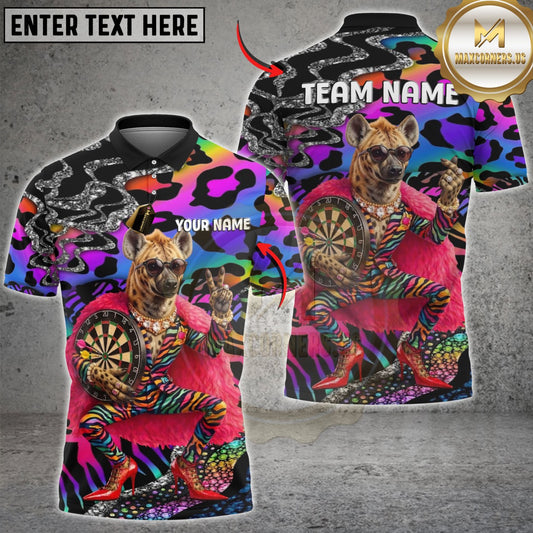 Maxcorners Funny Fashion Hyena Darts Rainbow Leopard Customized Name, Team Name 3D Shirt
