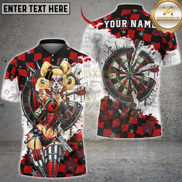 Maxcorners Darts Style Clown Girl Rock Hand Dartboard Personalized Name 3D Unisex Shirt