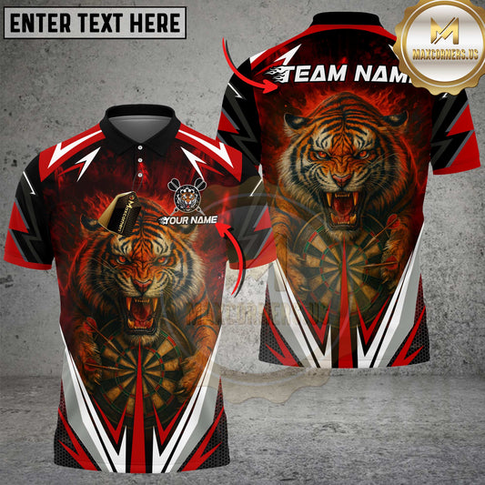 Maxcorners Fire Tiger Darts Multicolor Customized Name, Team Name 3D Shirts