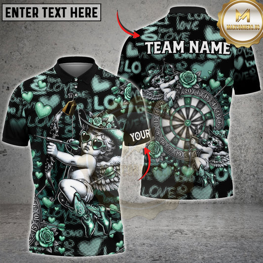 Maxcorners Dart Cupid Valentine Heart Rose Design Multicolor Customized Name, Team Name 3D Shirts