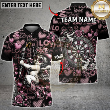 Maxcorners Dart Cupid Valentine Heart Rose Design Multicolor Customized Name, Team Name 3D Shirts