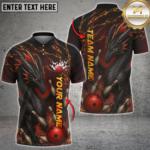 Maxcorners Bowling Inferno Dragon Crimson Strike Multicolor Customized Name, Team Name 3D Shirts