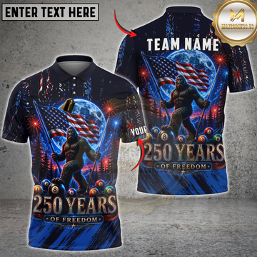 Maxcorners Billiards Bigfoot American Flag 8 Ball Freedom Design Personalized Name 3D Unisex Shirt