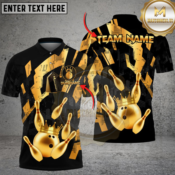 Maxcorners Crowned Bowling King Multicolor Customized Name, Team Name 3D Shirts