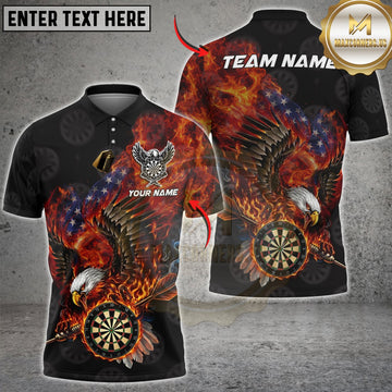 Maxcorners Darts Patriotic Flaming Eagle Fire Customized Name, Team Name 3D Shirt