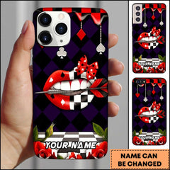 Maxcorners Casino Queen Lips & Playing Cards Personalized Name Phone Case
