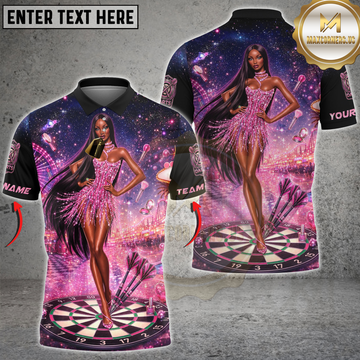 Maxcorners Darts Glamorous Pink Diva Dartboard Design Personalized Name 3D Unisex Shirt