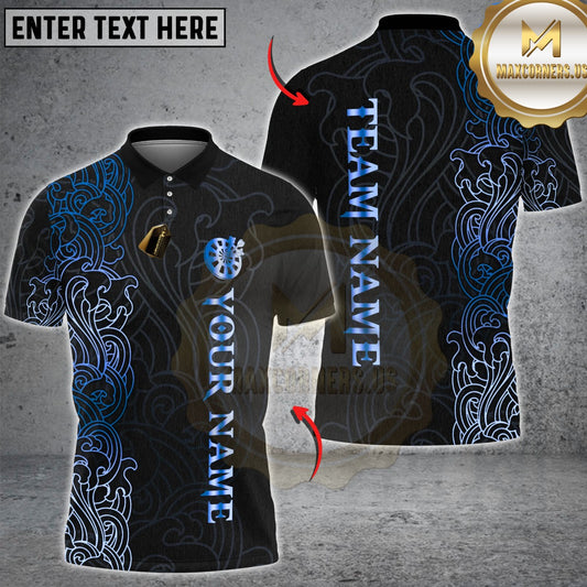 Maxcorners Darts Luxury Black Gold Ornamental Dartboard Design Multicolor Customized Name, Team Name 3D Shirts