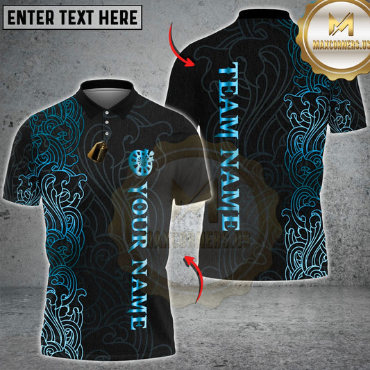 Maxcorners Darts Luxury Black Gold Ornamental Dartboard Design Multicolor Customized Name, Team Name 3D Shirts