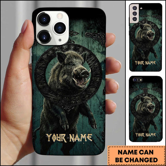 Maxcorners Majestic Boar Hunting Rune Personalized Name 3D Phone Case