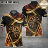 Maxcorners Darts Luxury Gold Flame Dartboard Design Multicolor Customized Name Team Name 3D Shirts