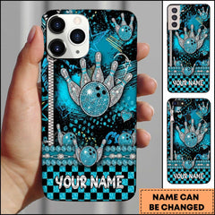 Maxcorners Glitter Bowling Strike Personalized Name 3D Phone Case