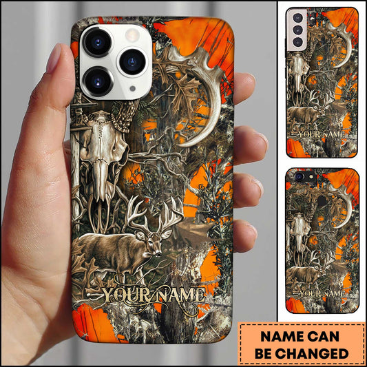 Maxcorners Buck & Skull Camo Personalized Name Phone Case (4 colors)