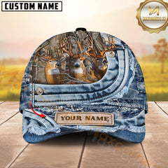 Maxcorners Whitetail Buck Denim Personalized 3D Cap Printed Multicolor