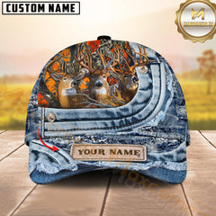 Maxcorners Whitetail Buck Denim Personalized 3D Cap Printed Multicolor