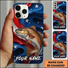 Maxcorners American Flag Wave Custom Name Fishing Phone Case