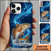 Maxcorners Electric Blue Lightning Splash Custom Name Fishing Phone Case