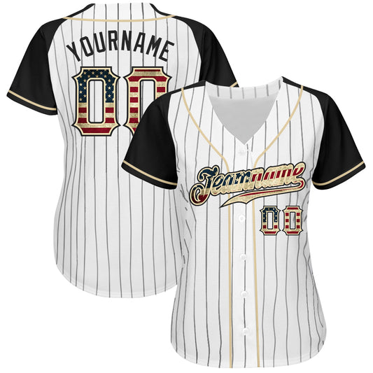 Maxcorners Custom Olive Vintage USA Flag-City Cream Premium Salute To Service Baseball Jersey LM0210