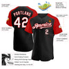 Maxcorners Custom Black White-Red Authentic Raglan Sleeves Baseball Jersey LM2605