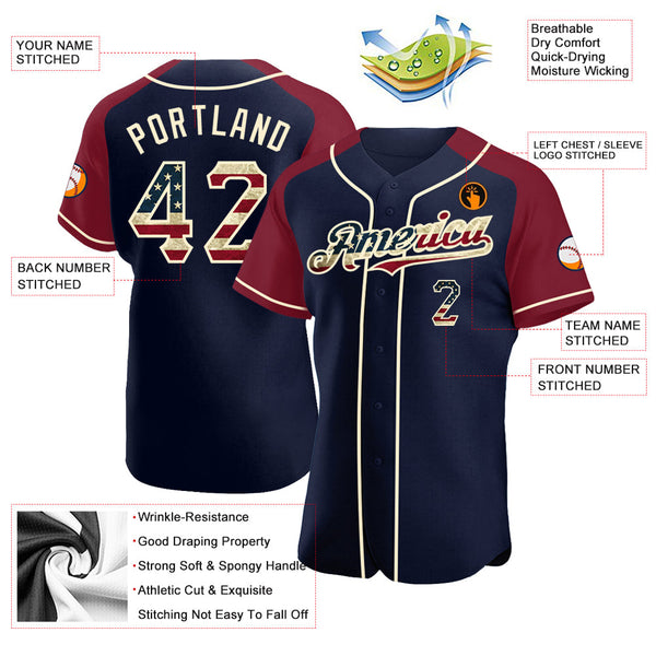 Maxcorners Custom Red Royal-White 3D American Flag Fashion Premium Baseball Jersey LM0210