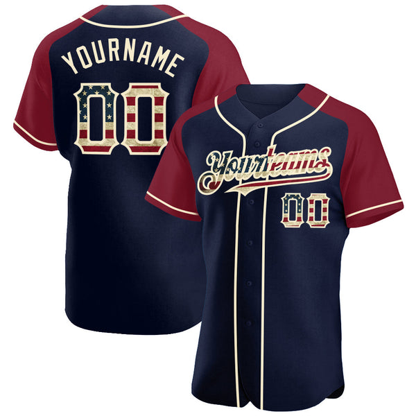 Maxcorners Custom Red Royal-White 3D American Flag Fashion Premium Baseball Jersey LM0210