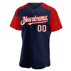 Maxcorners Custom Navy White-Red Authentic Raglan Sleeves Baseball Jersey LM2605