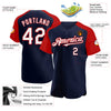 Maxcorners Custom Navy White-Red Authentic Raglan Sleeves Baseball Jersey LM2605
