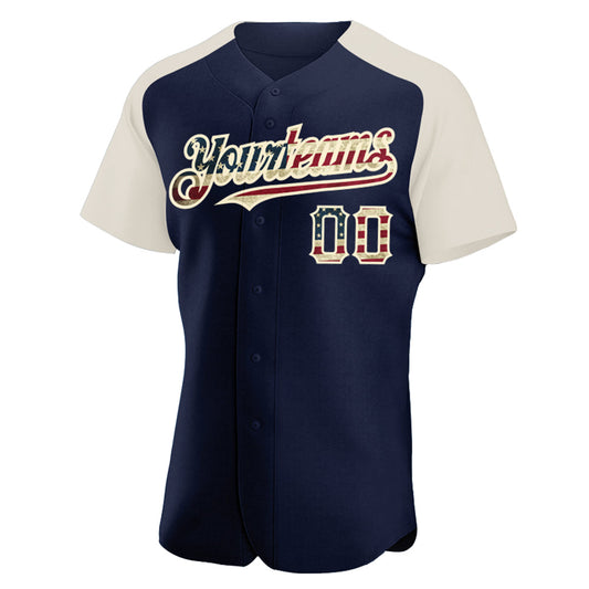 Maxcorners Custom Gray Vintage USA Flag-Black Premium Raglan Sleeves Baseball Jersey LM0210