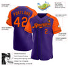 Maxcorners Custom Purple Orange-Black Authentic Raglan Sleeves Baseball Jersey LM2605