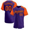 Maxcorners Custom Purple Orange-Black Authentic Raglan Sleeves Baseball Jersey LM2605