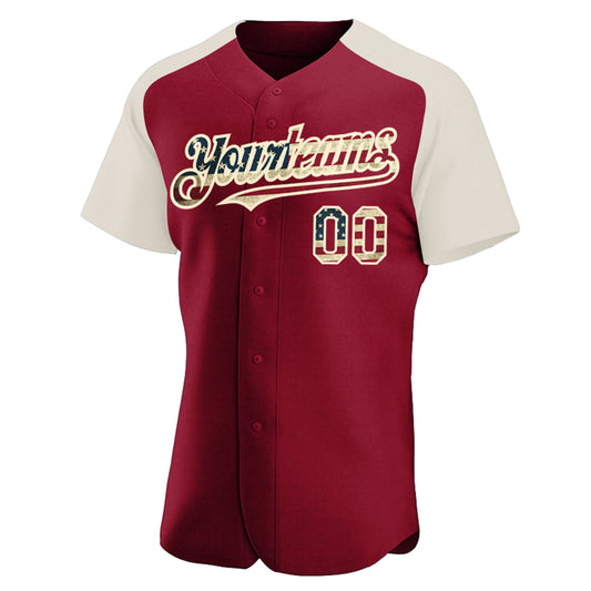 Maxcorners Custom Olive Vintage USA Flag-Cream Premium Raglan Sleeves Salute To Service Baseball Jersey LM0210