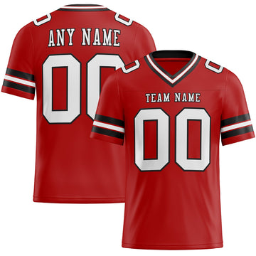 Maxcorners Custom Red White-Black Authentic Football Jersey LM2605