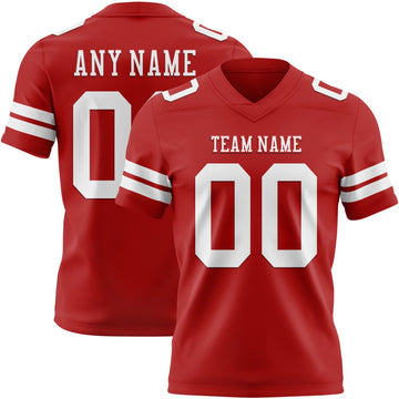 Maxcorners Custom Red White Authentic Football Jersey LM2605