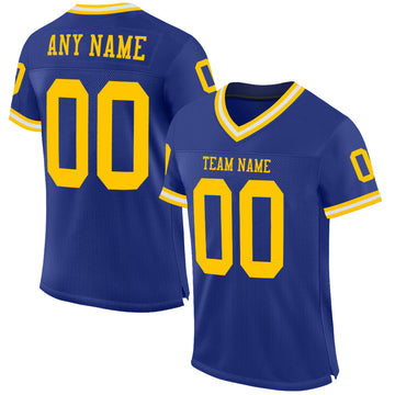 Maxcorners Custom Royal Gold-White Mesh Authentic Throwback Football Jersey LM2605