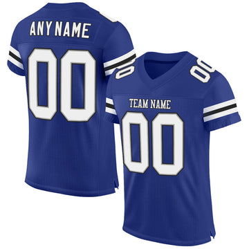 Maxcorners Custom Royal White-Black Mesh Authentic Classic Football Jersey LM2605