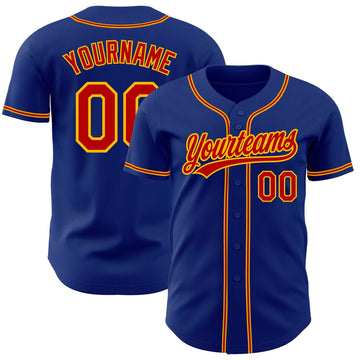 Maxcorners Custom Royal Red-Gold Authentic Baseball Jersey LM2605