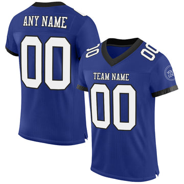 Maxcorners Custom Royal White-Balck Mesh Authentic Football Jersey LM2605