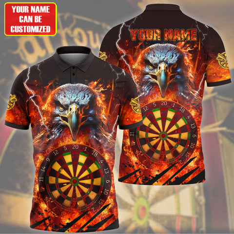 Maxcorners Flame Eagle Darts Personalized Name 3D Shirt