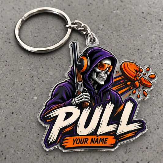Maxcorners Grim Reaper Pull Shotgun Clay Burst Custom Name Trap Shooting Custom Gift 2D Flat Acrylic Ornament, Keychain