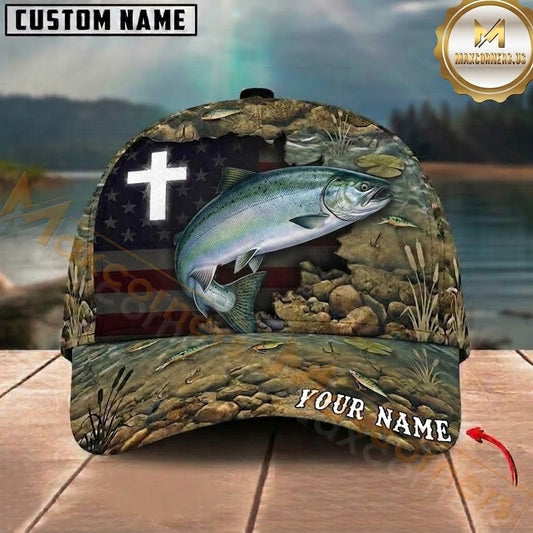 Maxcorners Faith Inspired Angler Custom Name Fishing Cap