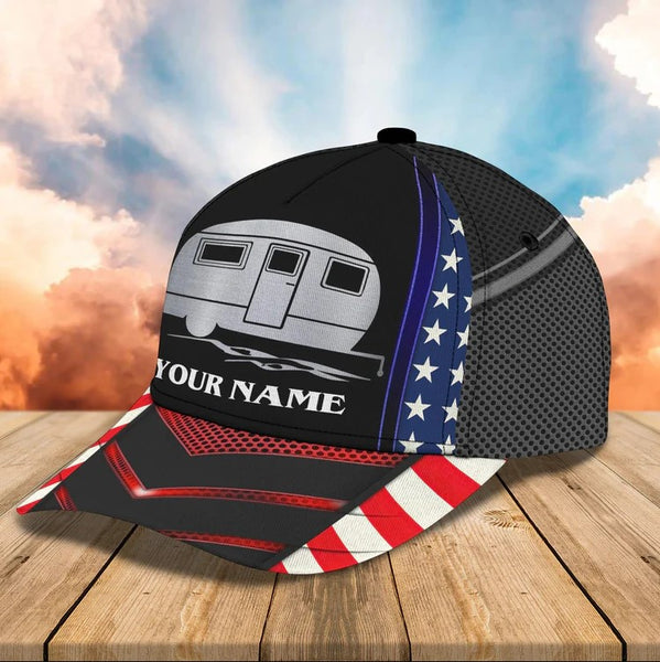 Maxcorners America Caravan Camping Car Baseball Cap Hat Personalized Name Cap For Camping