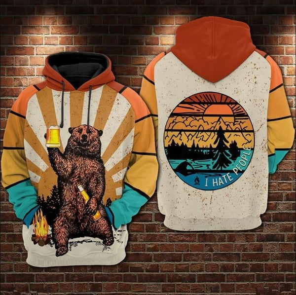 Maxcorners CAMPING LOVER BEAR I HATE PEOPLE OVER PRINT 3D Full Printed
