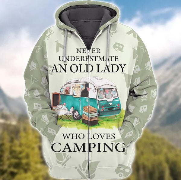 Maxcorners Never Underestimate An Old Lady Who Loves Camping 3D Full Printed