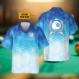 Maxcorners Personalized Billiard Blue Geometric Hawaiian Shirt